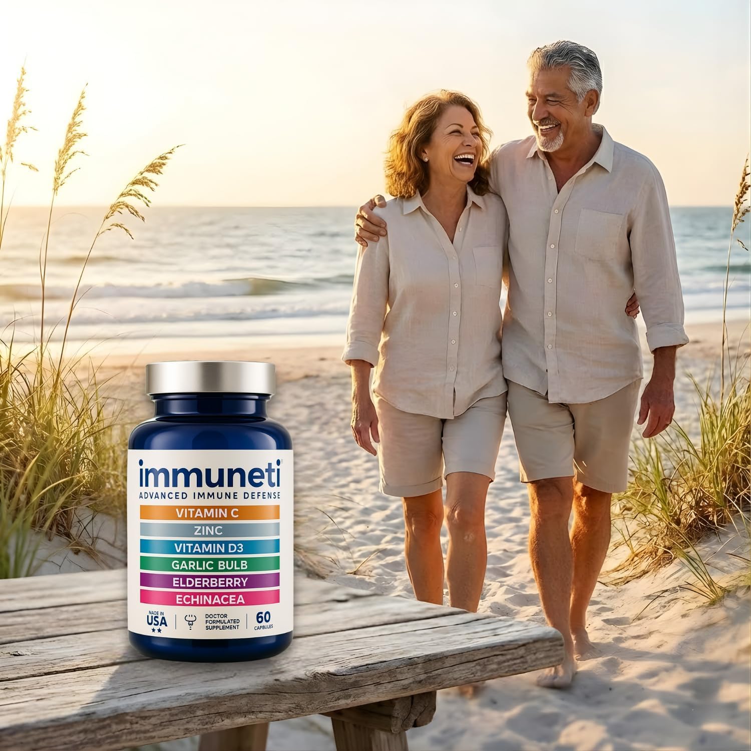 Immuneti Advanced Immune Support – Suplemento 6 en 1 con Saúco, Vitamina C, D3, Zinc, Ajo y Equinácea