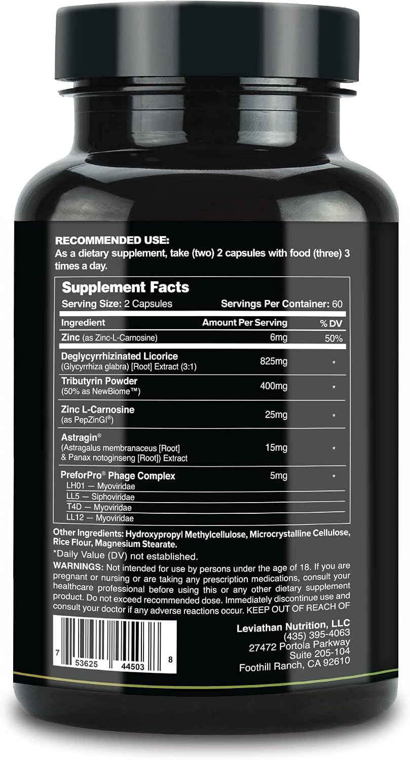 Leviathan Nutrition GI | Salud Intestinal y Microbioma | 120 Cápsulas
