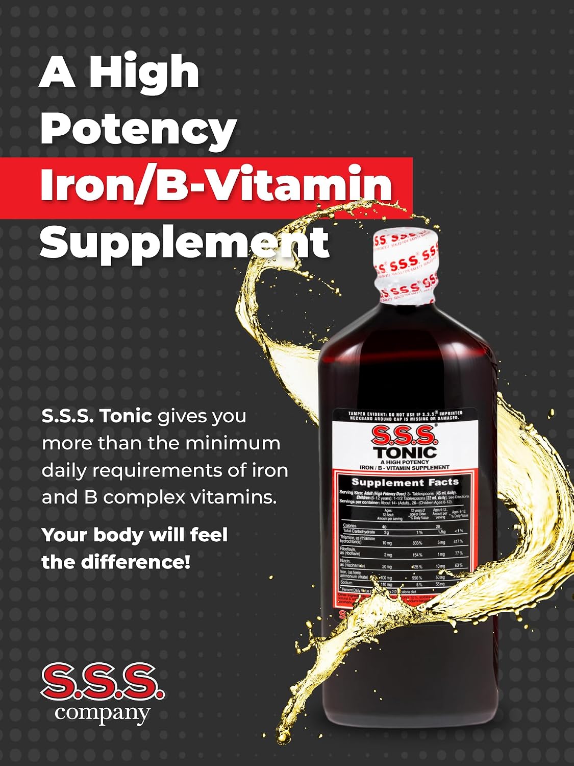 S.S.S. Tonic – Suplemento Líquido de Hierro y Complejo B (B1, B2, B3) – 20 fl oz