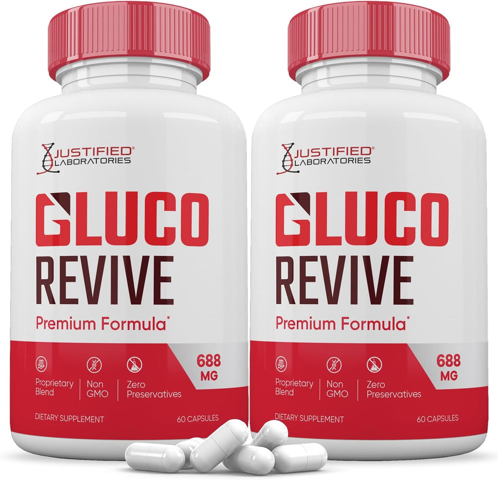 Gluco Revive 688mg – Suplemento de Hierbas y Vitaminas, 120 Cápsulas (2 Envases)
