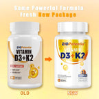 BIO POTENTIA Vitamina D3 K2 con MCT Oil, 5000 UI D3 y 100 mcg K2 (MK-7), 90 Cápsulas Blandas