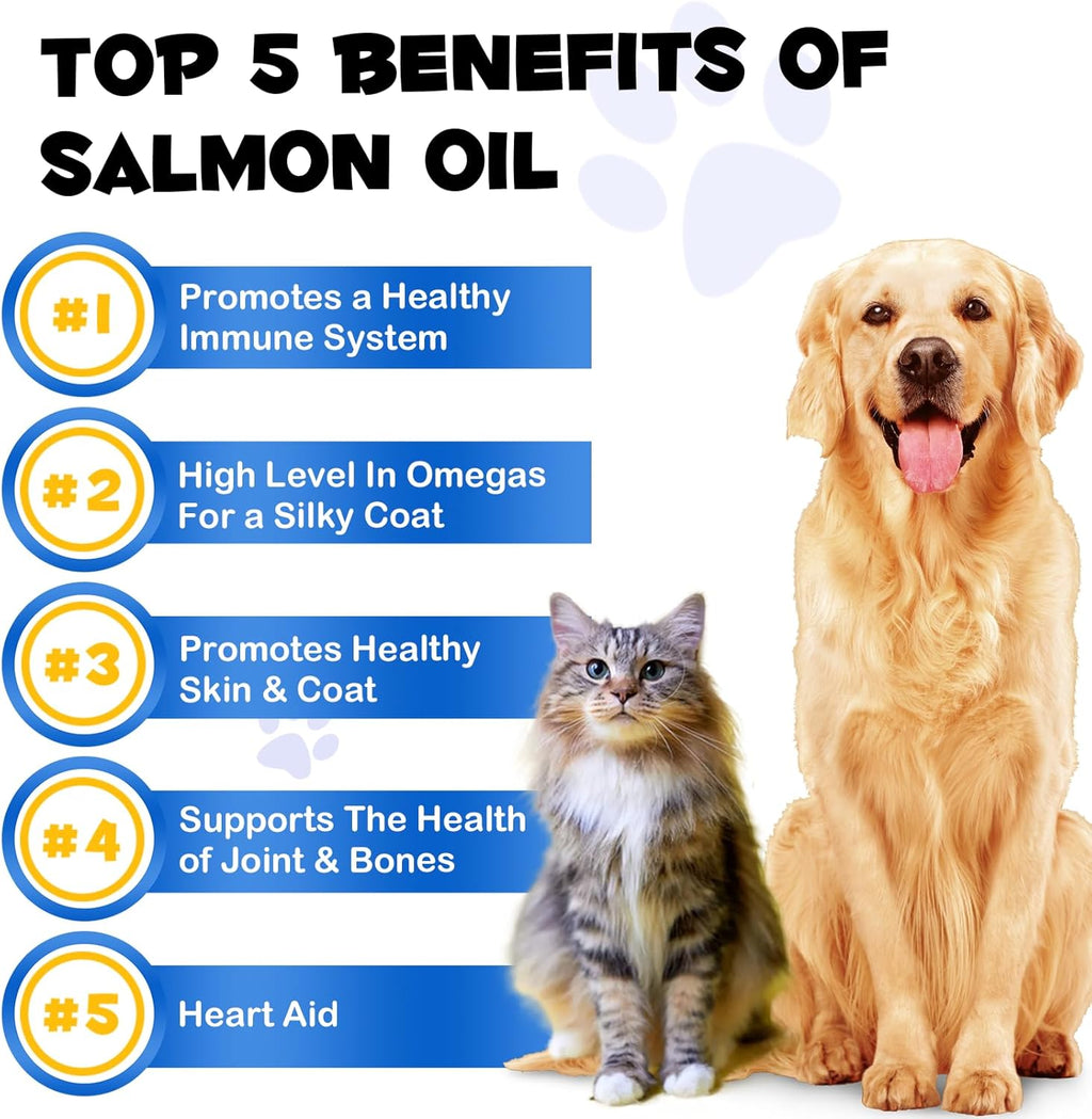 Aceite de Salmón de Alaska para Perros y Gatos (250 ml) - Omega 3 Puro con EPA y DHA