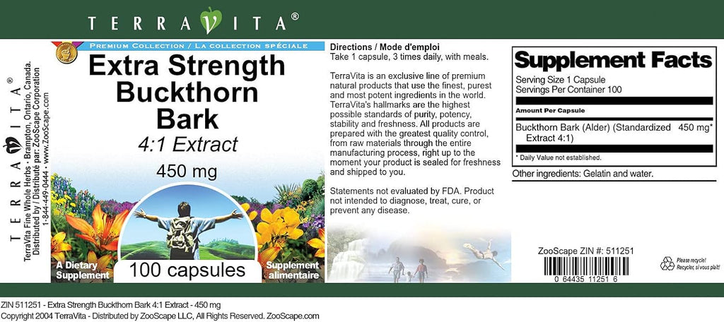 Extra Strength Extracto de Corteza de Espino Cerval 4:1 - 450 mg (100 Cápsulas) - Pack de 3