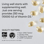 Sports Research® Vitamina D3 10.000 UI (250 mcg) con Aceite MCT de Coco - 120 Cápsulas Blandas