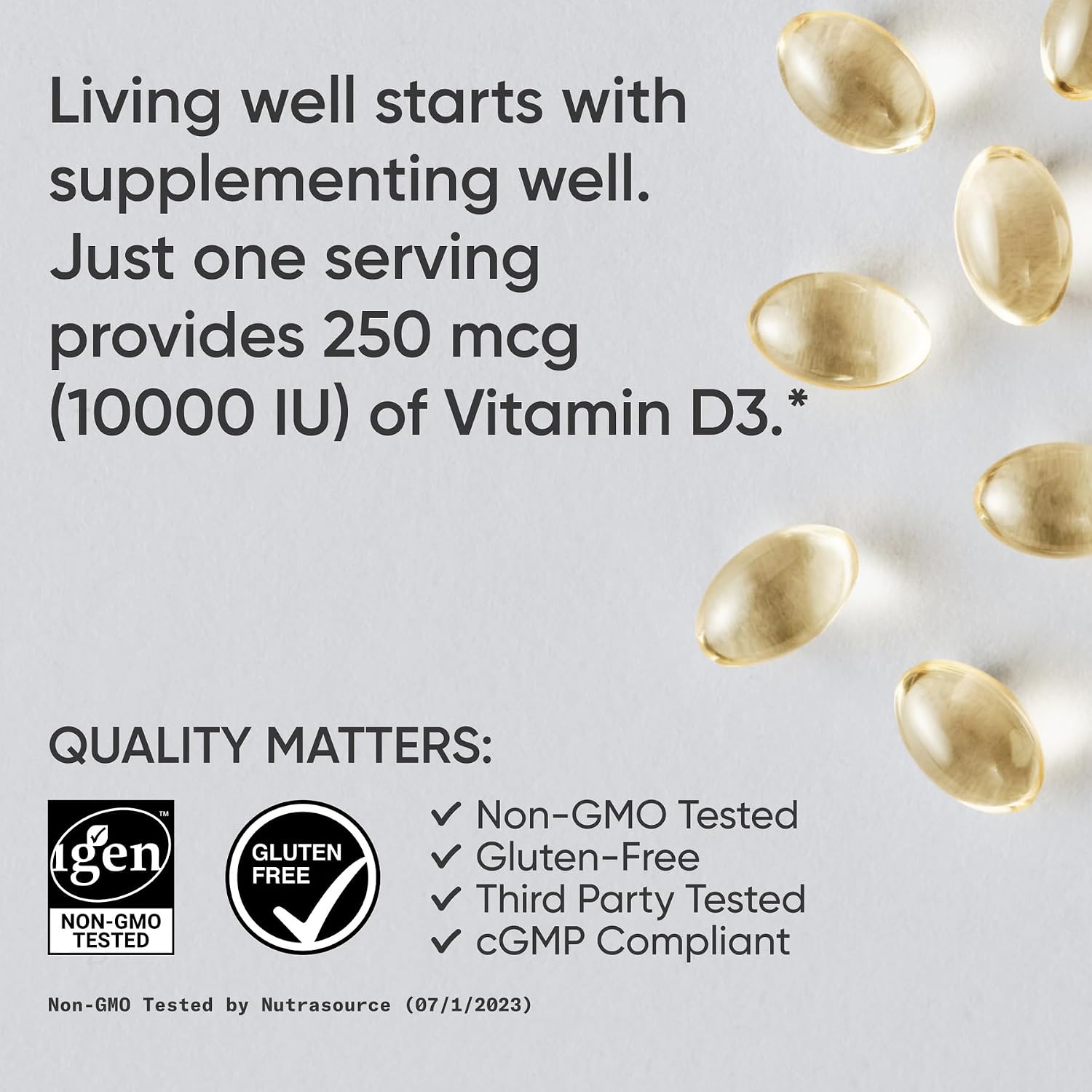 Sports Research® Vitamina D3 10.000 UI (250 mcg) con Aceite MCT de Coco - 120 Cápsulas Blandas