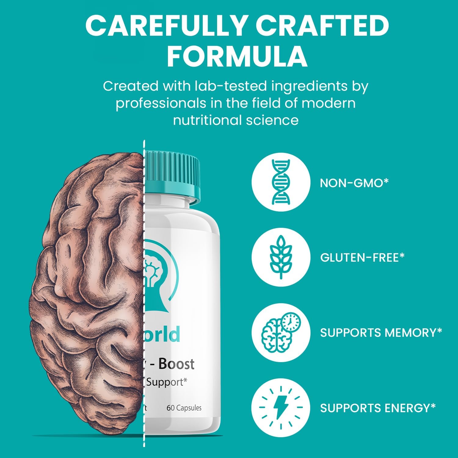 Tiworld Cápsulas de Suplemento Cerebral – Fórmula Máxima Potencia Totalmente Natural, Píldoras de Enfoque y Soporte Nootrópico (2 Paquetes – 120 Cápsulas)