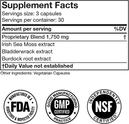 Irish Sea Moss Advanced Cápsulas 1500mg - – Irish Sea Moss (Musgo de Irlanda): Un alga roja rica en minerales como – Image 7