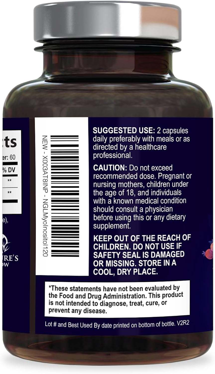 Nature's Glow Myo-Inositol & D-Chiro Inositol 1025 mg (40:1) - 120 Cápsulas Veganas