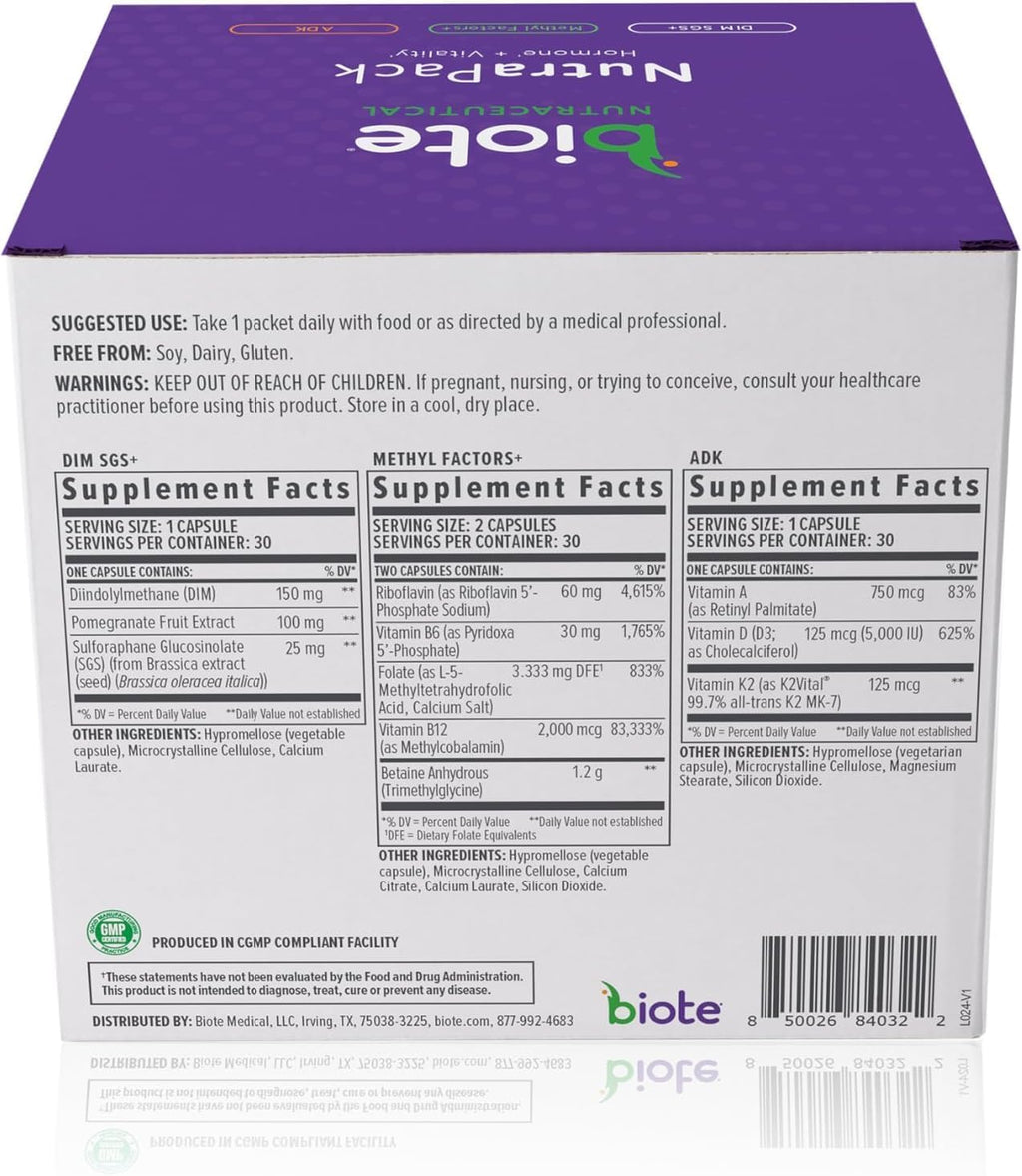 Biote Nutraceuticals - NutraPack - Hormone Balance + Vitality Support (Daily Packets 30-Day)