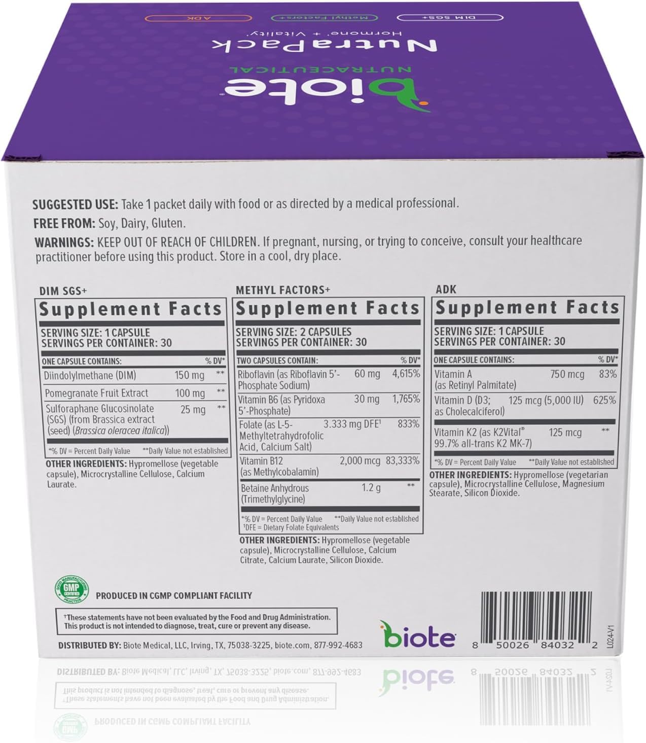 Biote Nutraceuticals - NutraPack - Hormone Balance + Vitality Support (Daily Packets 30-Day)