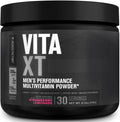 Jacked Factory Vita XT Performance Vitamin Powder - Multivitamínico en polvo para hombres con KSM-66 Ashwagandha, fibra prebiótica, vitaminas A, C, D, K, B6, B12 y más - Sabor limonada de fresa, 30 dosis