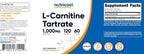 Nutricost L-Carnitina Tartrato 1000mg, 120 Cápsulas