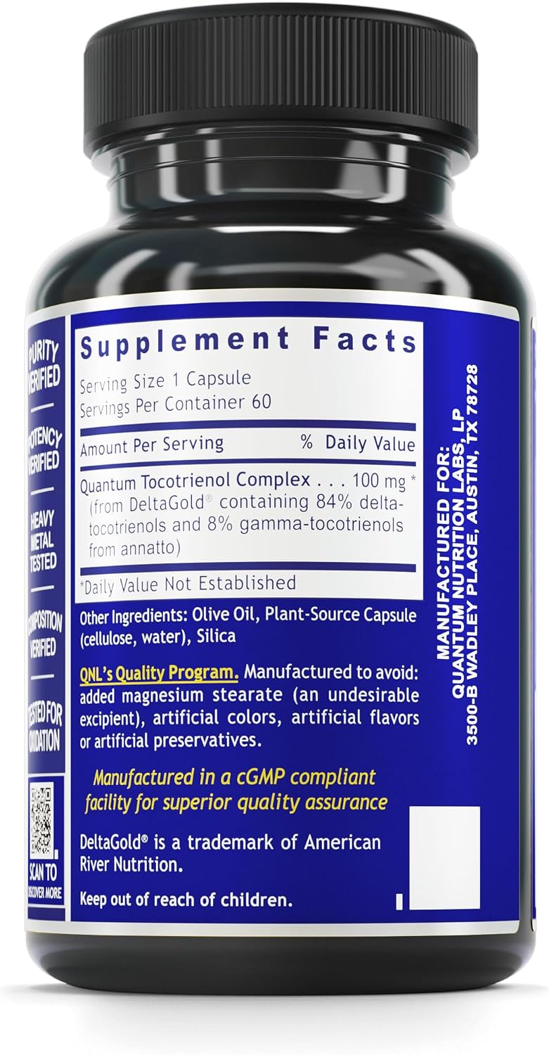 QNL Quantum Delta Tocotrienol - Complejo de Vitamina E con Tocotrienoles, 60 Cápsulas Vegetales
