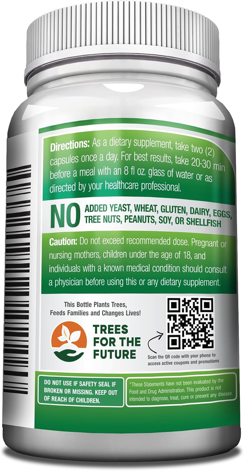 GreeNatr Moringa Oleifera Extracto Puro 1000 mg - 180 Cápsulas Vegetales (3 Frascos)