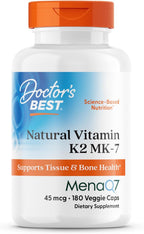 Doctor's Best Vitamina K2 MK7 con MenaQ7 - 45 mcg, 180 Cápsulas Veganas
