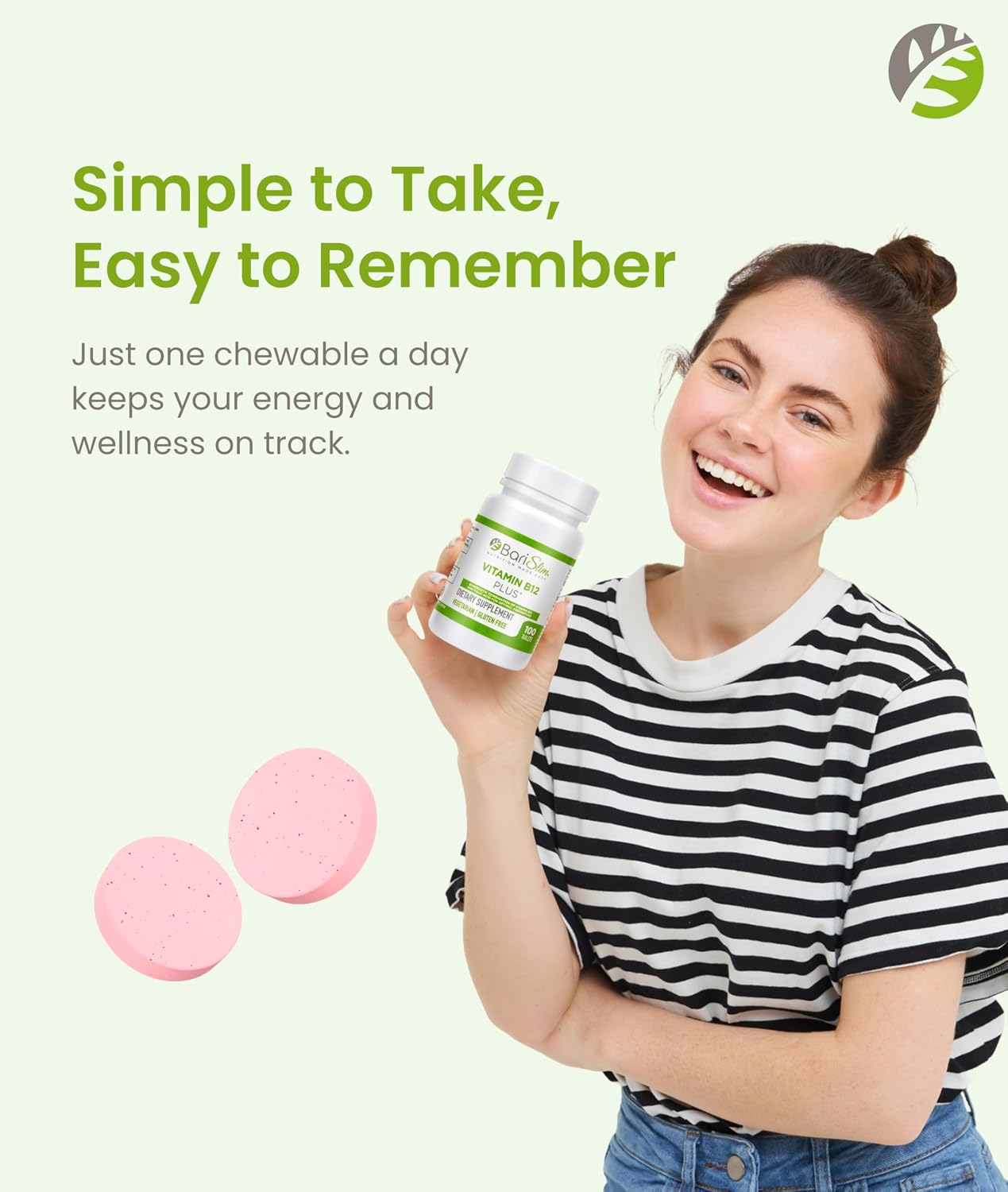 BariSlim Vitamina B12 Plus Comprimidos Masticables - Formulado para Cirugía Bariátrica