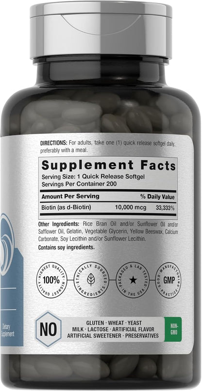 Horbäach Biotina 10.000 mcg - 200 Cápsulas – La biotina contribuye al funcionamiento normal del sistema nervioso. – Image 2
