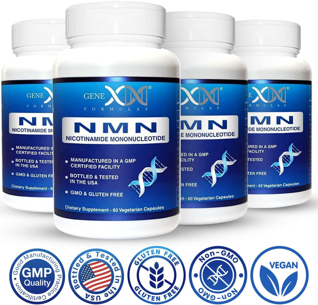 Genex Formulas NMN 250mg Suplemento (Pack de 4) - 99% Puro, Estabilizado, Vegano - 4 Meses de Suministro