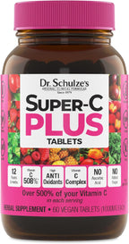 Dr. Schulze's Super-C Plus - Complejo de Vitamina C Natural - 60 Comprimidos Masticables