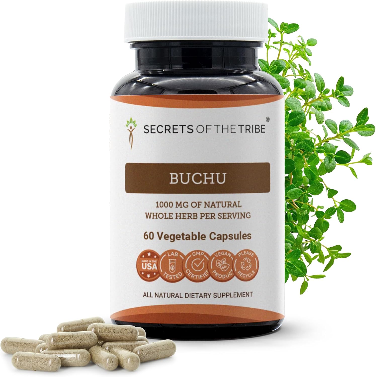 Secrets of the Tribe Buchu 60 Cápsulas, 1000 mg