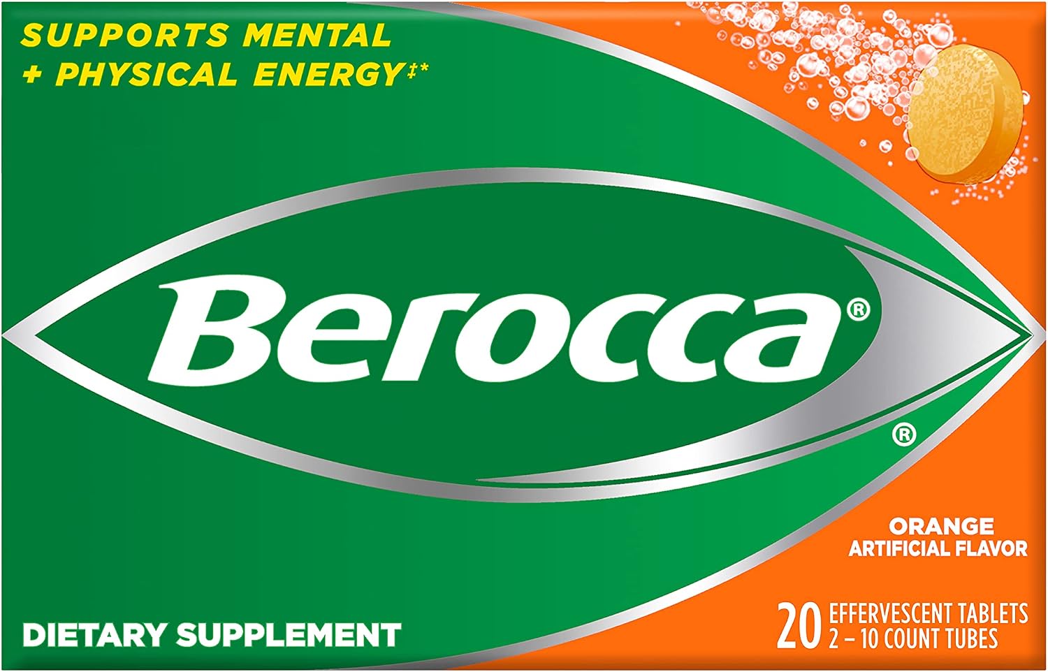 Berocca Naranja Comprimidos Efervescentes Sin Cafeína, 20 Unidades