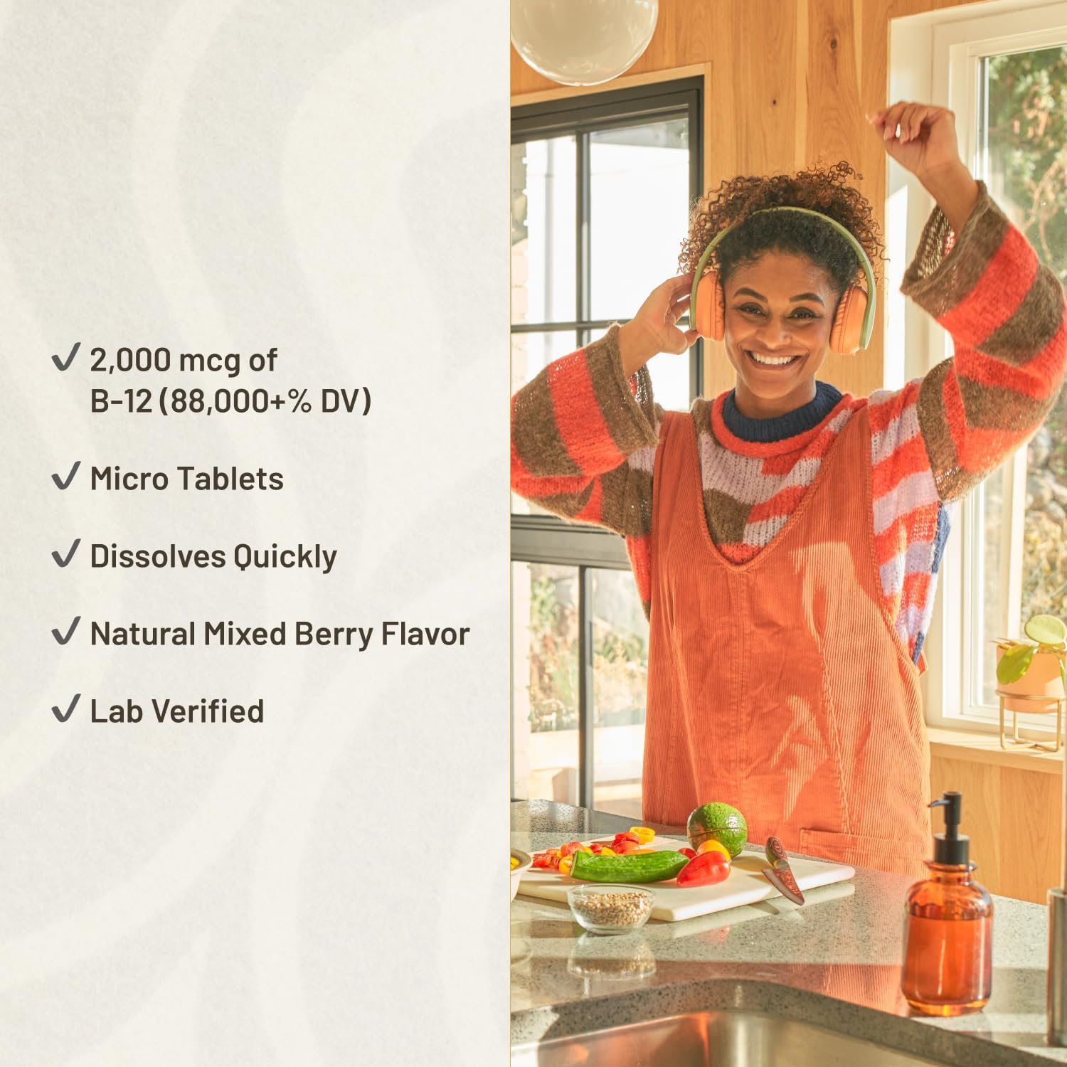 KAL Vitamina B12 Metilcobalamina y Adenosilcobalamina 2000 mcg - Complemento Alimenticio Energético, 60 Microcomprimidos ActivMelt