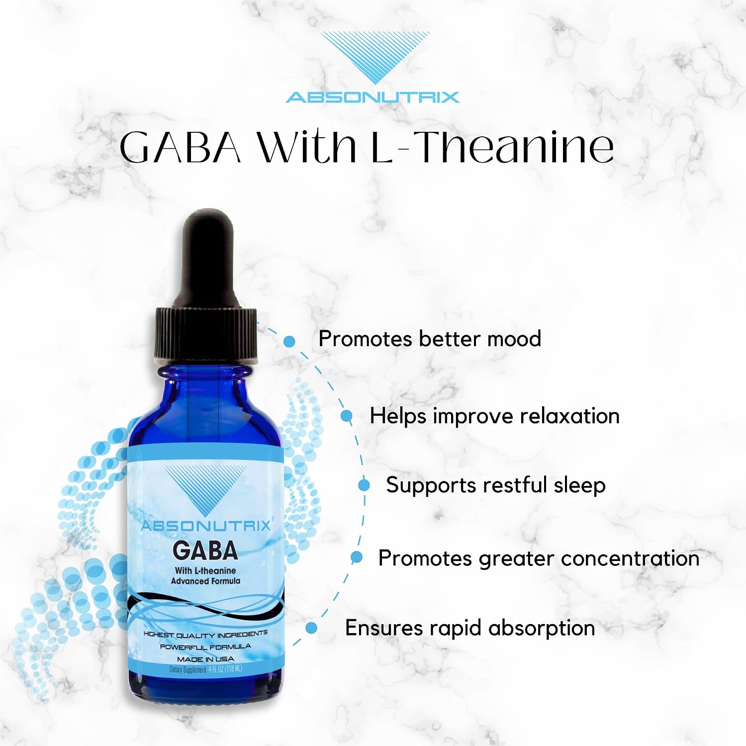 GABA con L-Teanina 290 mg, 118 ml (4 oz) – Suplemento Líquido
