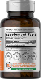 Horbaach Vitamina B6 100 mg | 120 Comprimidos | Piridoxina HCl | Vegetariano, Sin Gluten y Sin OGM
