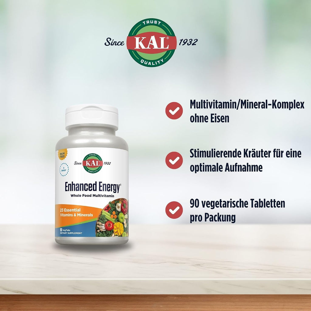 KAL Enhanced Energy Iron Free - 90 Comprimidos