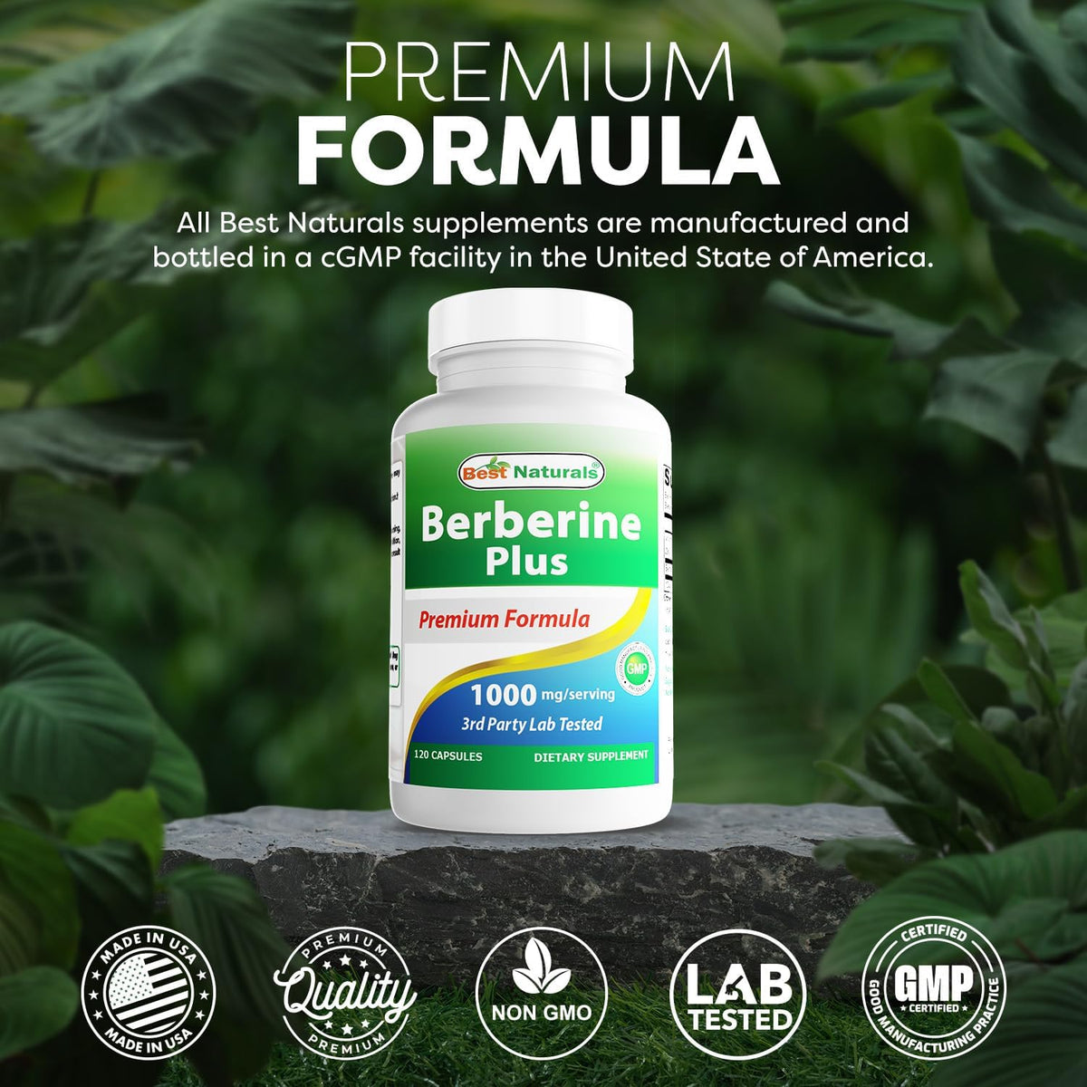 Berberine Plus 1000 mg por ración, 120 cápsulas (Pack de 3) - Best Naturals – Image 5