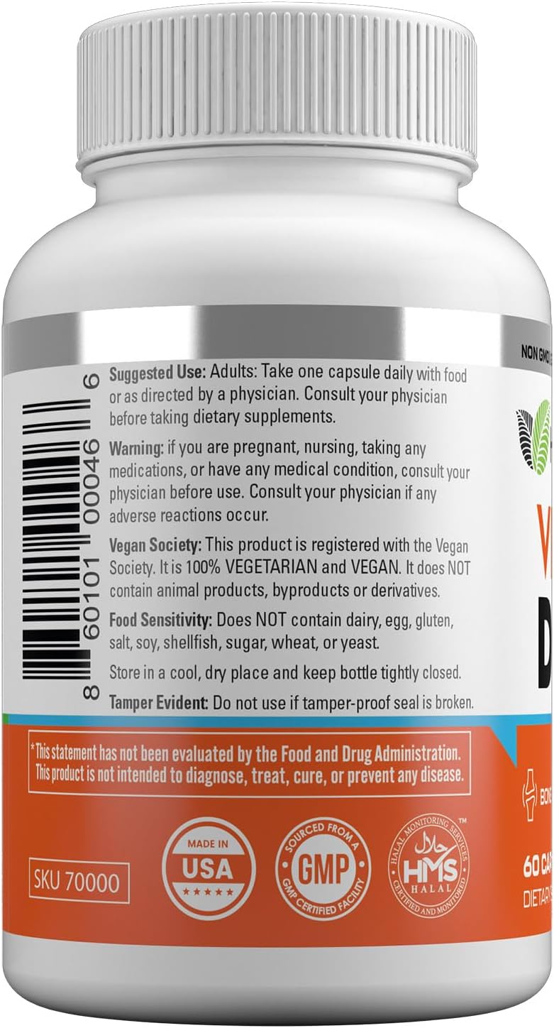 HAYAT Vitamins Vitamina D3+K2 Vegana (5000 UI + 100 mcg), 60 Cápsulas