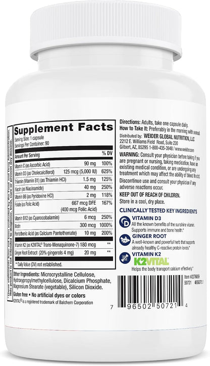 Weider Artery Health - Vitamina D3 (5000 UI) – Absorción de calcio: La vitamina D3 favorece la absorción y – Image 2