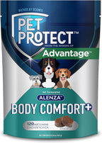 Pet Protect Suplemento Body Comfort+ para Perros, Formulado por Veterinarios con Alenza, Apoya la Respuesta Inflamatoria Normal, Snacks Blandos Sabor a Pollo (120 Unidades)