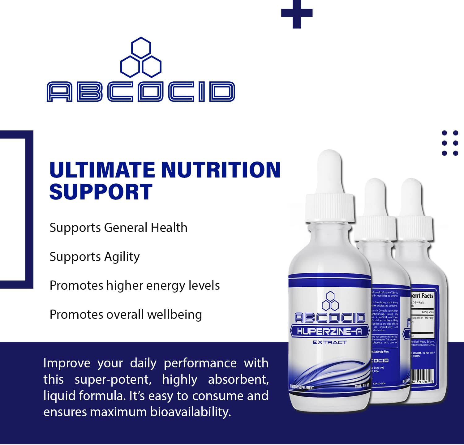 ABCOCID Huperzina-A Líquido 360 mcg, 4 Oz (240 dosis)