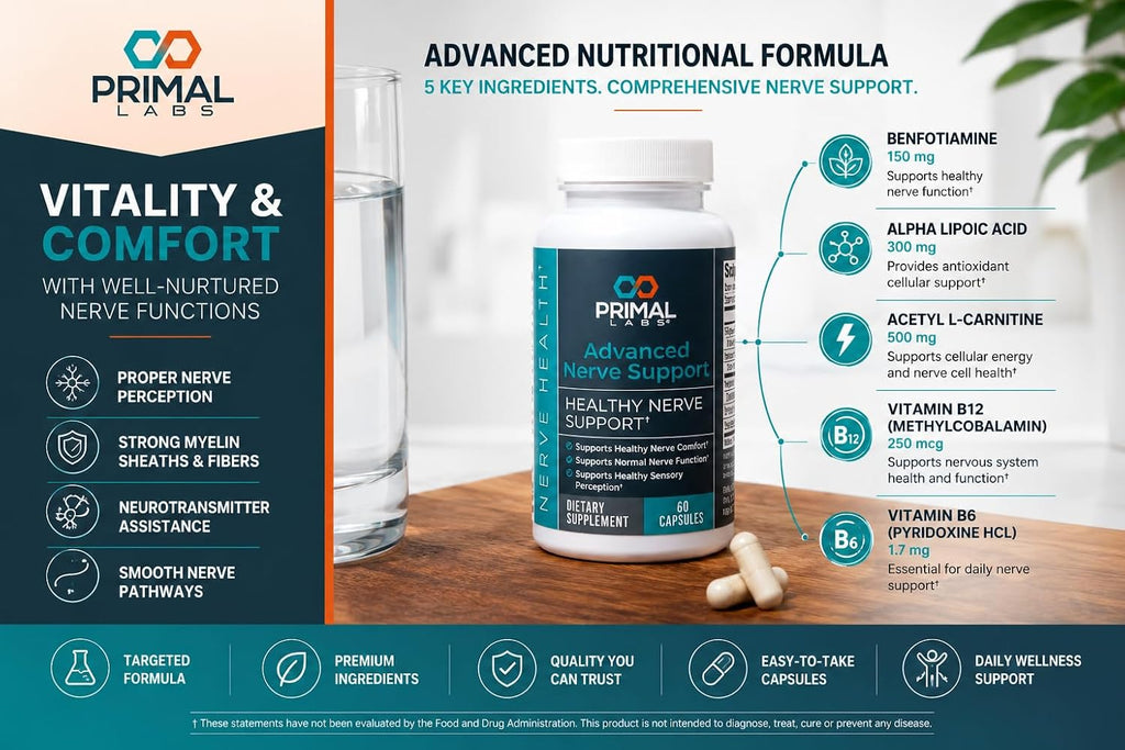 Primal Labs Nerve Support Capsules, 60 Count