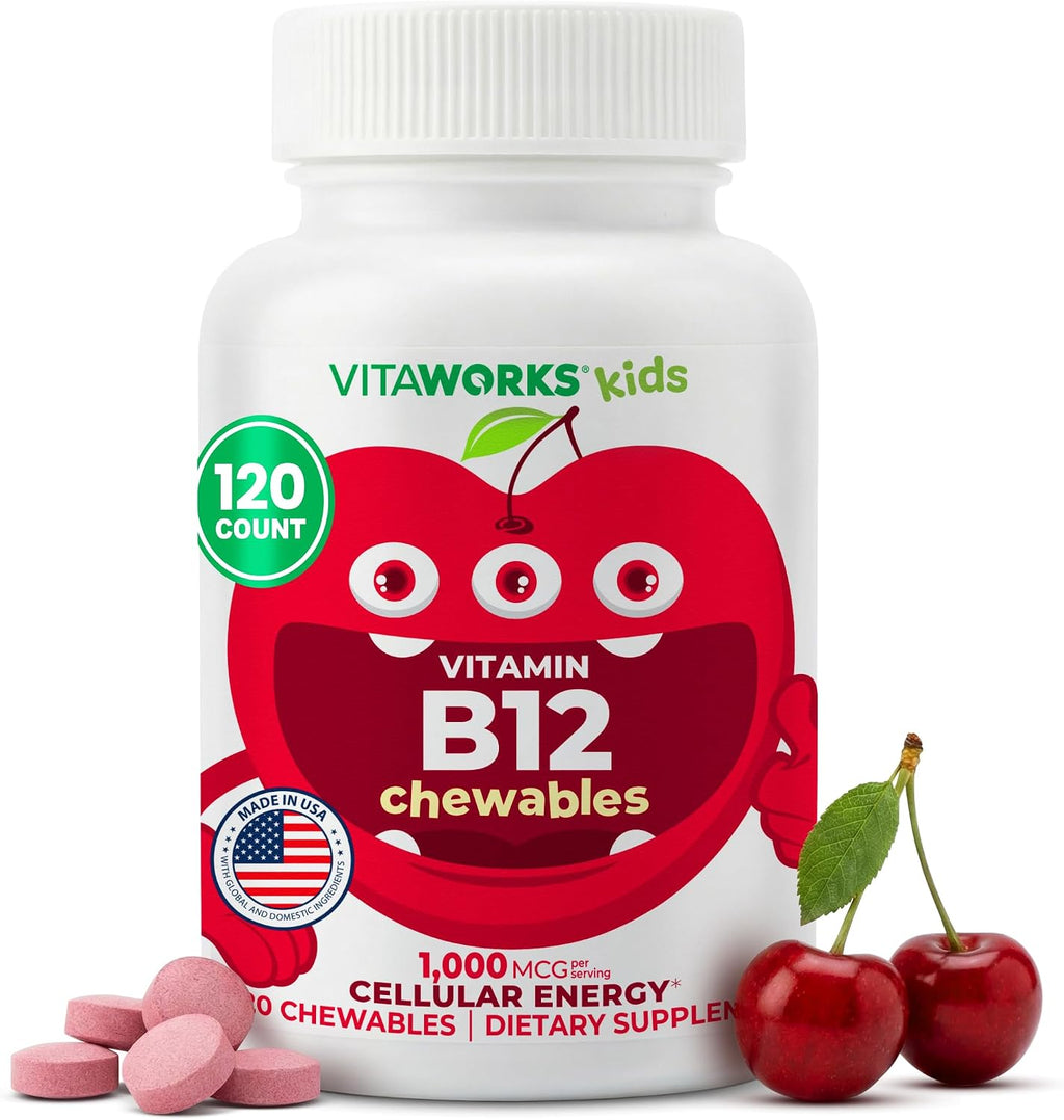 VitaWorks Vitamina B12 para Niños 1000 mcg Comprimibles Masticables