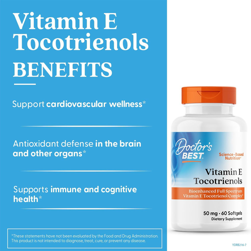 Doctor's Best Vitamina E Tocotrienoles con TocoGaia ULTRA™, 60 cápsulas blandas