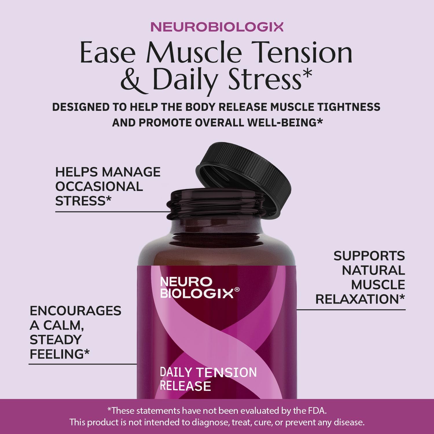 Neurobiologix Daily Tension Release - Suplemento Herbal con Valeriana y Vitamina C, 120 Cápsulas