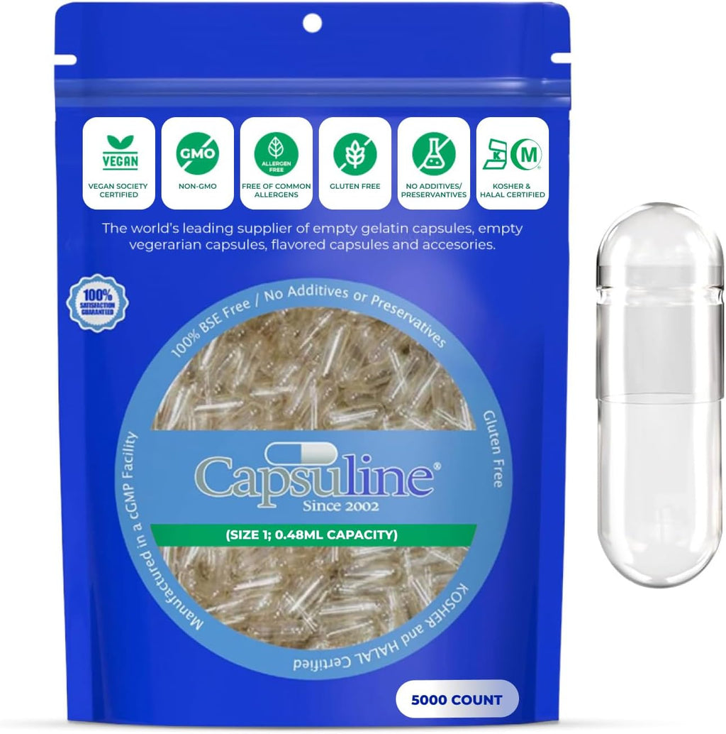 Capsuline Cápsulas Vegetarianas Vacías Tamaño 1 - 1000 Unidades