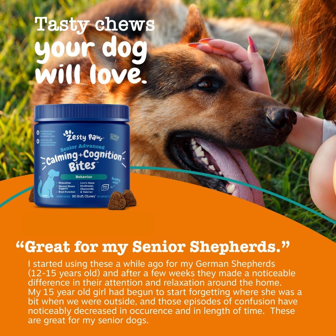 Zesty Paws Senior Advanced Calming & Cognition – Snacks blandos para perros mayores
