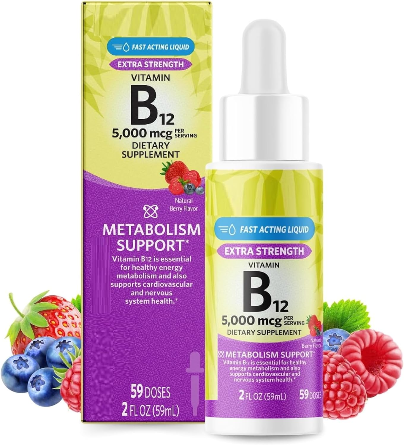 SEDLAV Vitamina B12 Líquida 5000 mcg, Sabor Berry, 59 ml