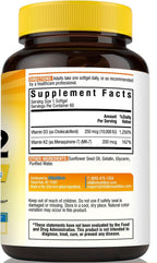 Vitalibre Vitamina D3 K2, 10000 UI D3 / 200 mcg K2 MK-7, Absorción de Calcio, Huesos, Corazón e Inmunidad, Sin Soja, 60 Cápsulas Blandas