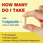 ZEBORA Complejo de Magnesio 10 en 1 - 500mg con Glicinato, Citrato y Malato + Vitamina D3 y Zinc - 120 Cápsulas