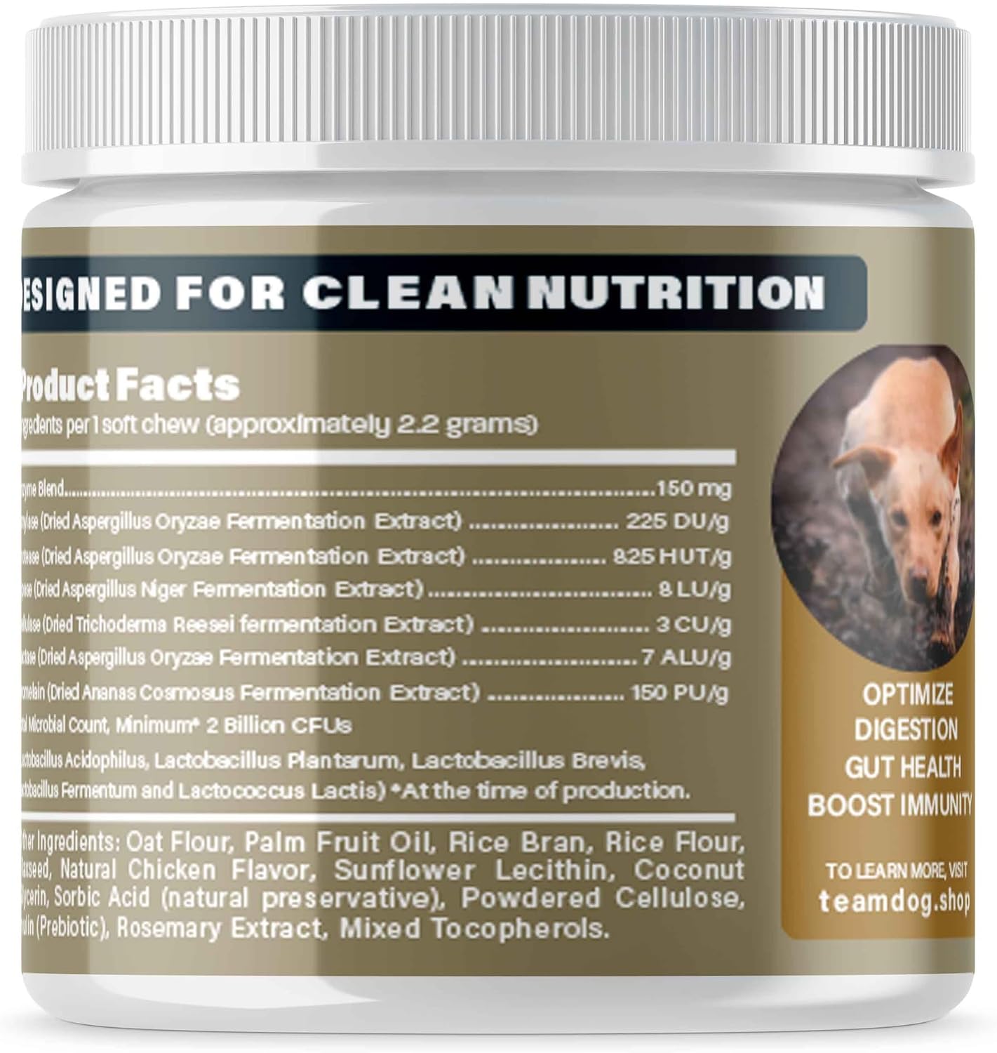 Team Dog Probióticos para Perros - Masticables Digestivos con Enzimas - 120 unidades