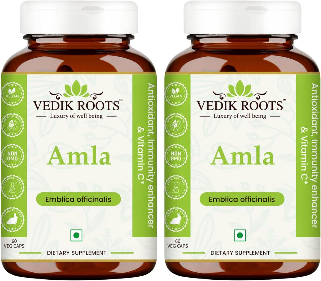 VEDIKROOTS Amla Capsules 100% Orgánico - Potenciador de Inmunidad Natural con Vitamina C (60 Cápsulas)
