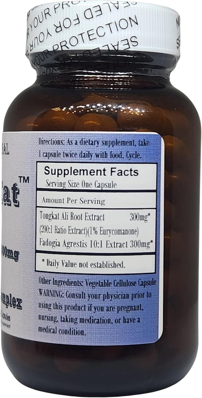 Fad-Kat Fadogia Agrestis y Tongkat Ali | 600mg por Cápsula | Apoyo al Rendimiento Deportivo | 60 Cápsulas Veganas | Sin Estearatos
