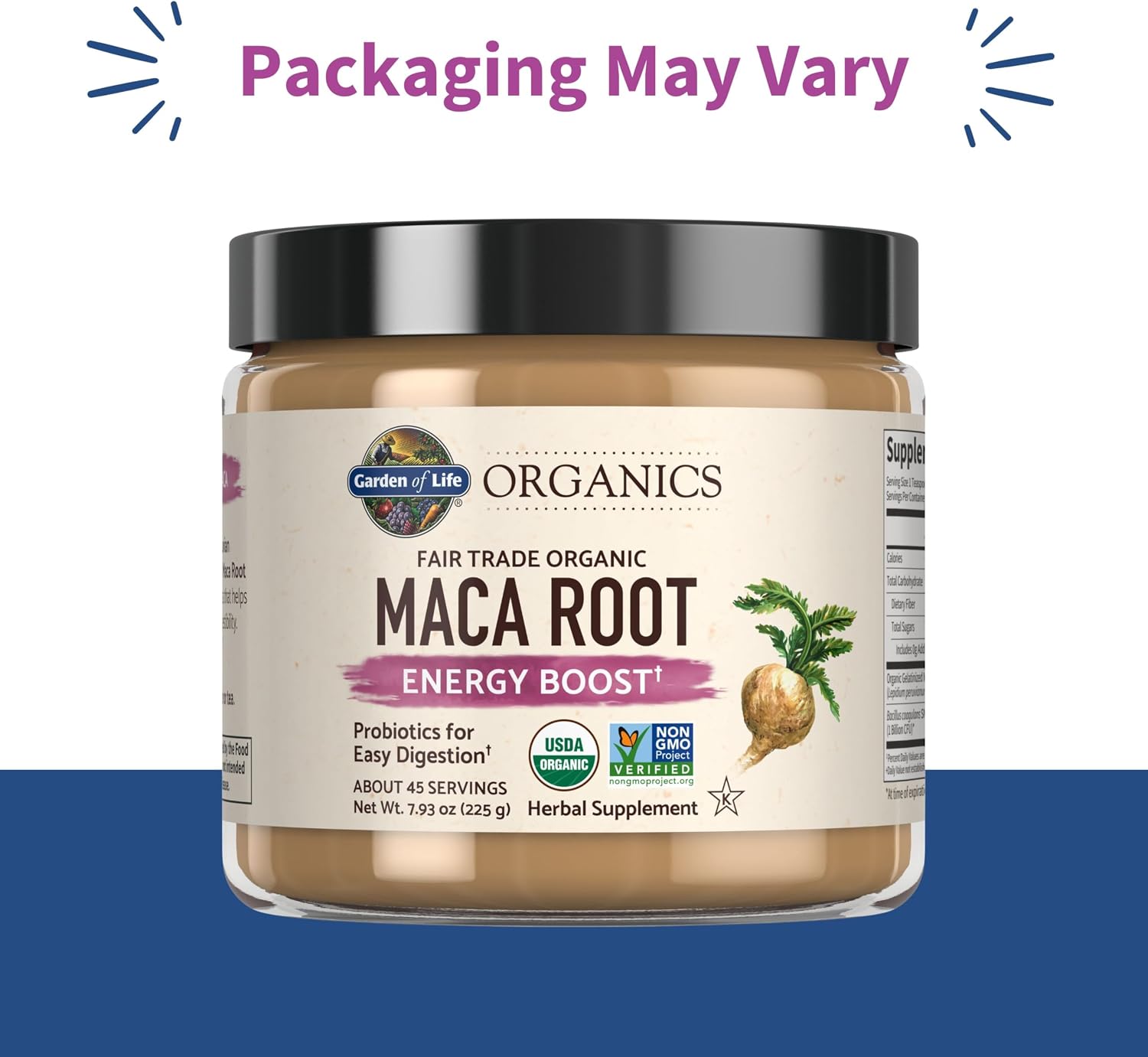 Garden of Life Organics Raíz de Maca Orgánica de Comercio Justo, Energía, 225 g