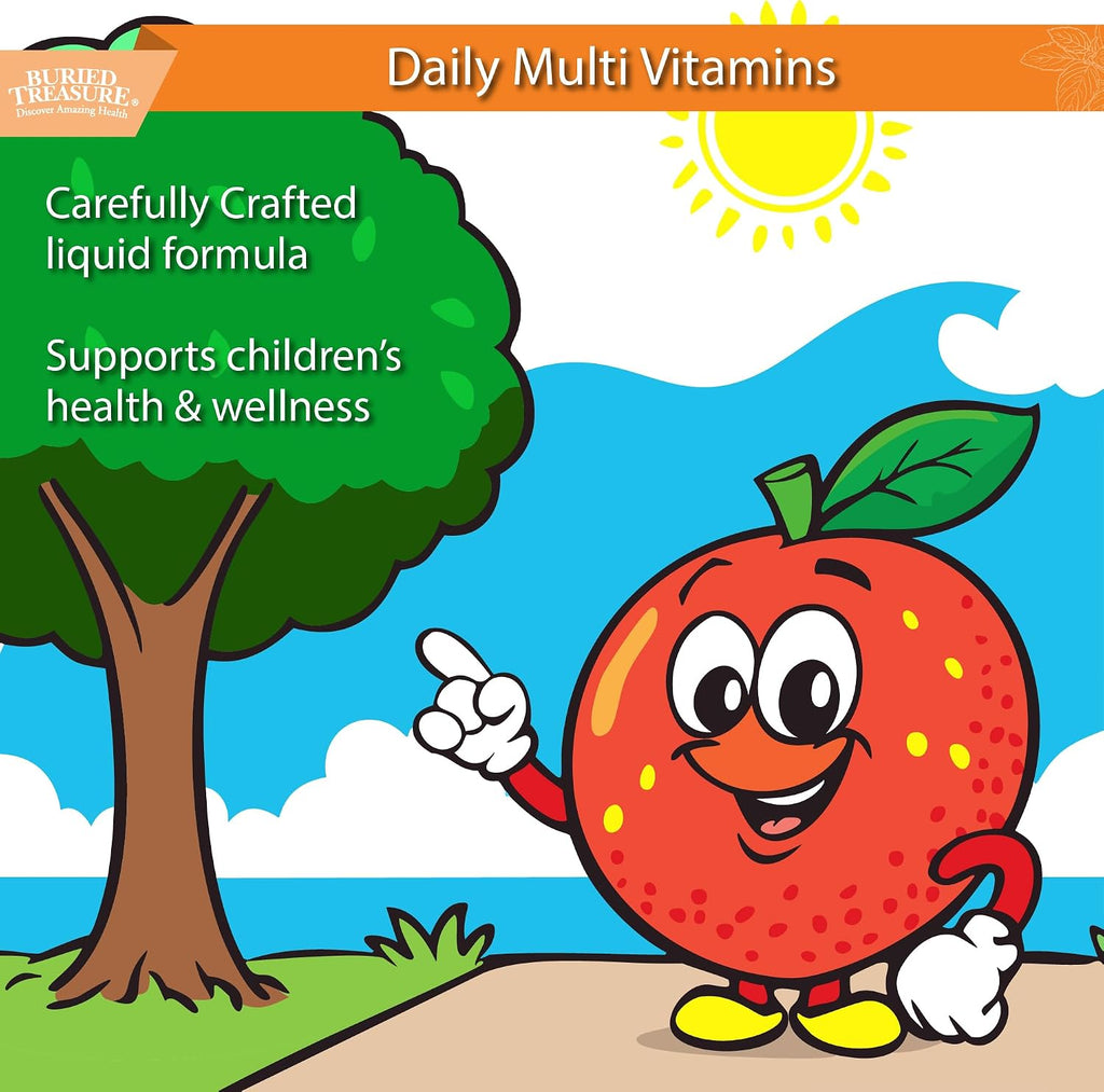 Buried Treasure Children's Daily Multi Multivitamínico Líquido para Niños, 473 ml con Vaso Dosificador