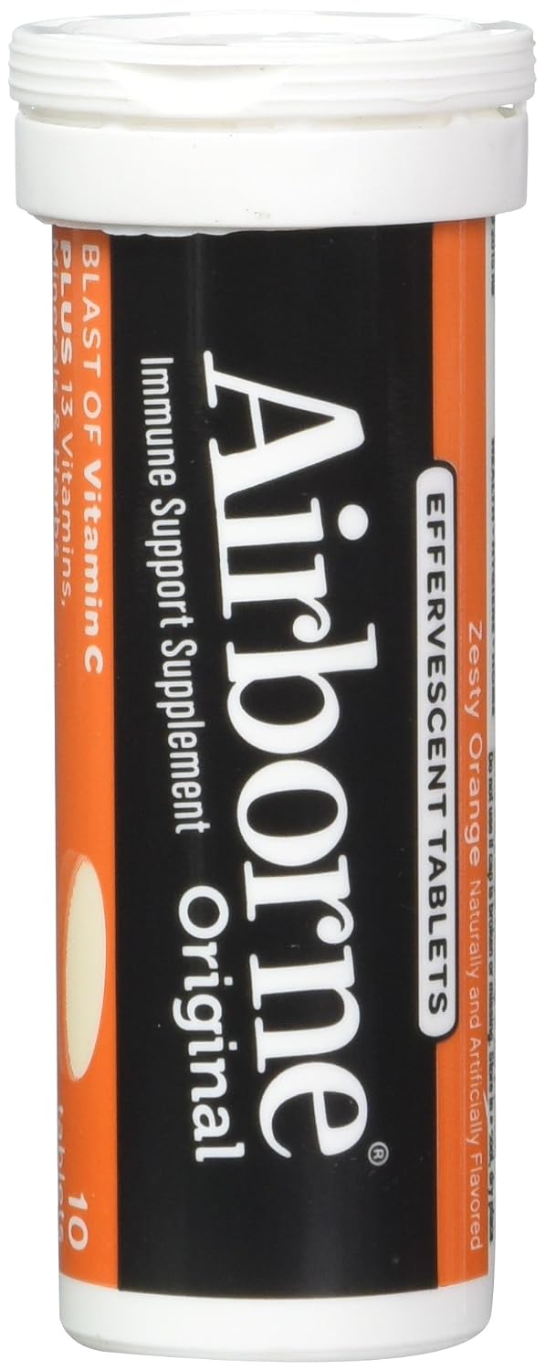 Airborne Effervescent Tablets Orange Flavor, 1000 mg Vitamin C, 10 Count