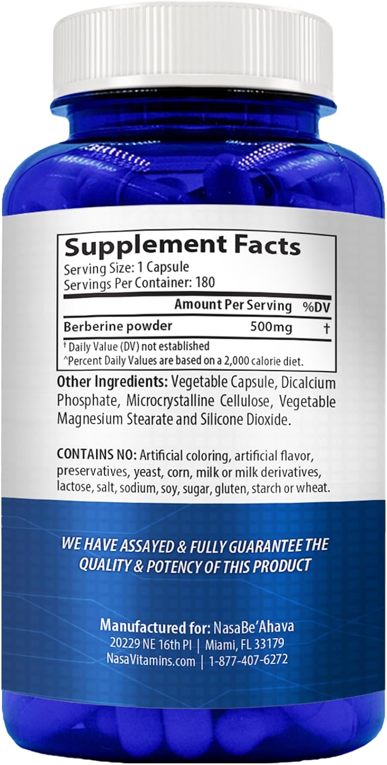 Berberina 500mg – Suplemento de Fácil Absorción (180 Cápsulas) – NasaBeahava